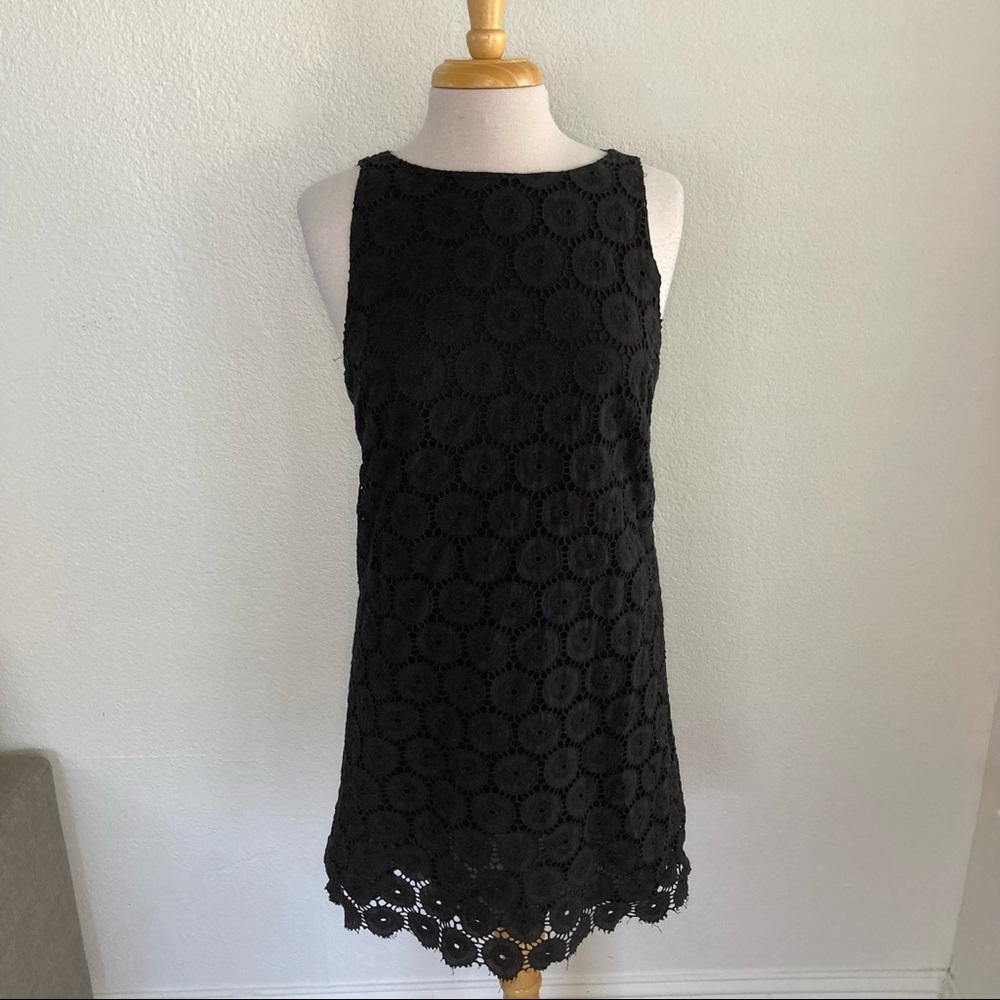 Ruby rd eyelet shift mini dress sleeveless preppy cottagecore neutral